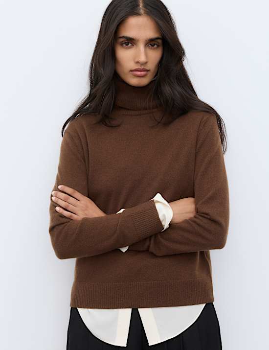 Pure Cashmere Roll Neck Jumper