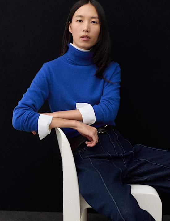 Pure Cashmere Roll Neck Jumper
