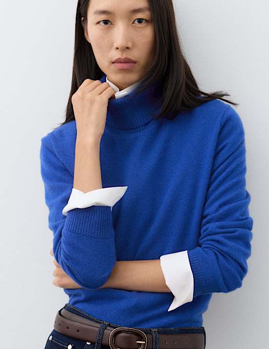 Pure Cashmere Roll Neck Jumper