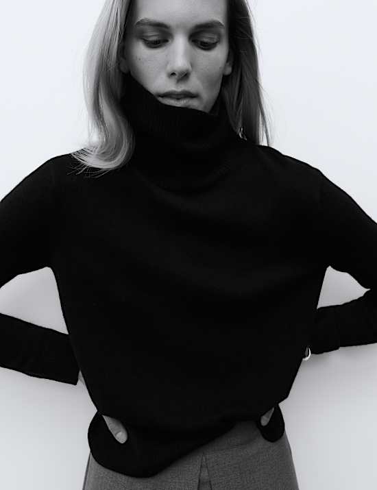 Pure Cashmere Roll Neck Jumper
