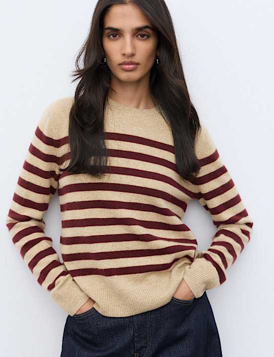 Pure Cashmere Striped Crew Neck Jumper