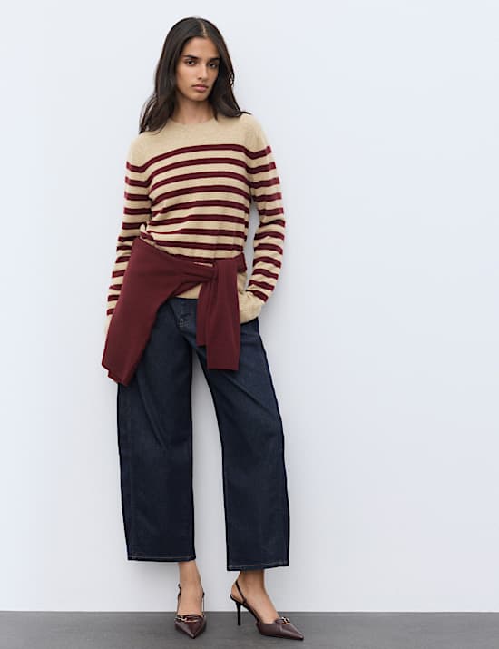 Pure Cashmere Striped Crew Neck Jumper