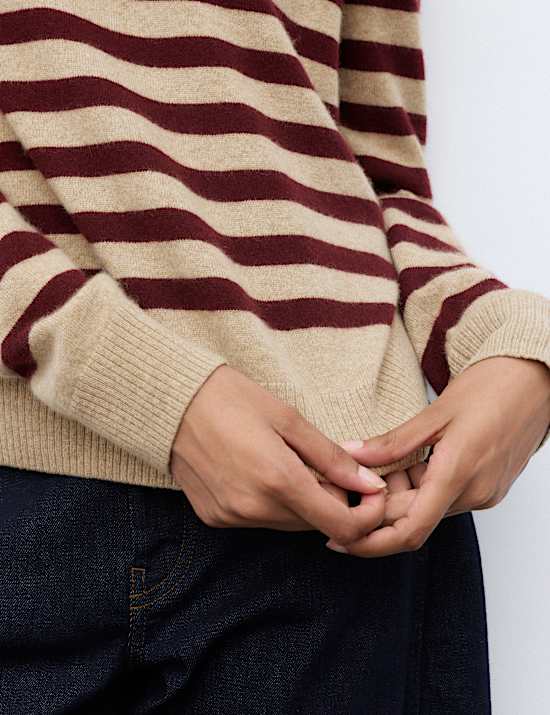 Pure Cashmere Striped Crew Neck Jumper