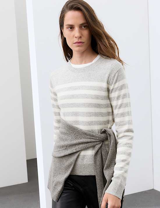 Pure Cashmere Striped Crew Neck Jumper