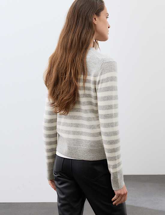 Pure Cashmere Striped Crew Neck Jumper