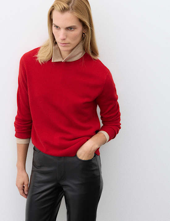 Sweter z okrągłym dekoltem ze 100% kaszmiru