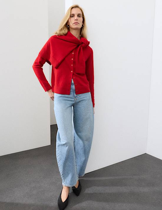Cardigan &agrave; col rond et fermeture avant boutonn&eacute;e 100 % cachemire