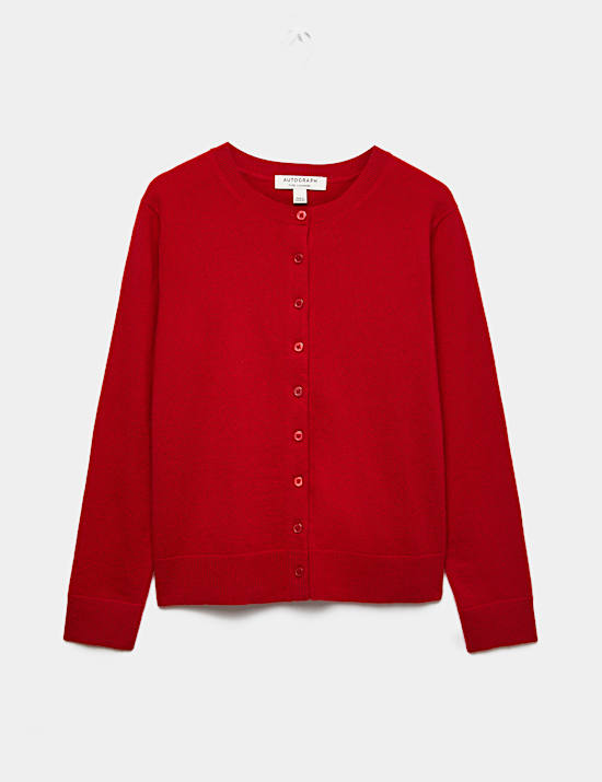 Cardigan &agrave; col rond et fermeture avant boutonn&eacute;e 100 % cachemire