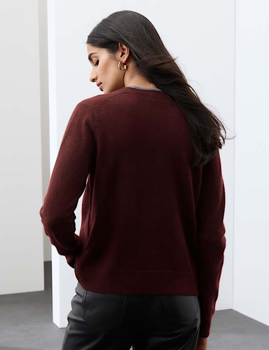 Pure Cashmere Crew Neck Button Front Cardigan