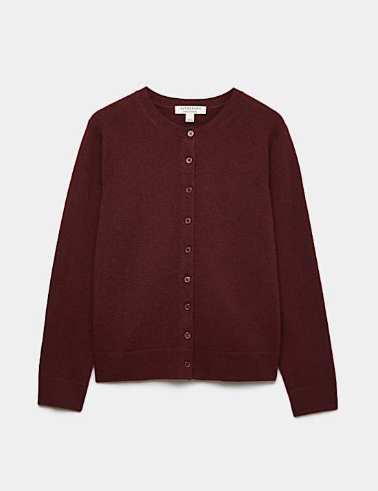 Pure Cashmere Crew Neck Button Front Cardigan