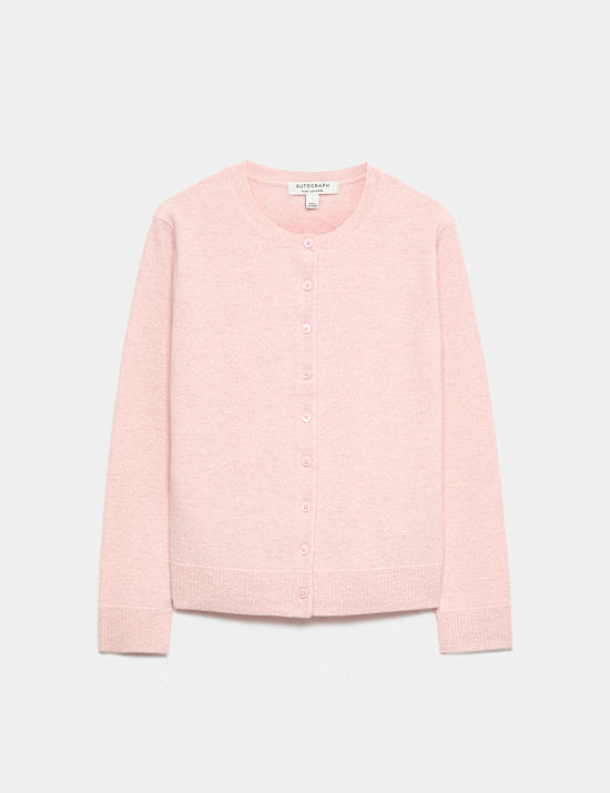 Pure Cashmere Crew Neck Button Front Cardigan