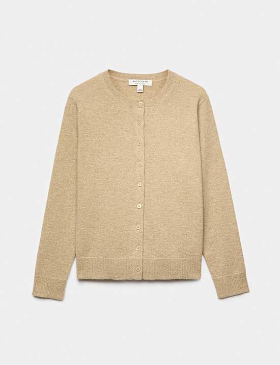 Pure Cashmere Crew Neck Button Front Cardigan