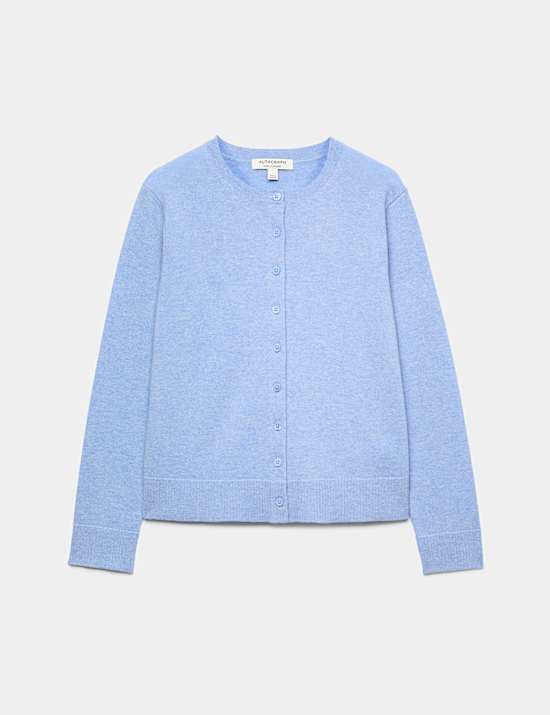 Pure Cashmere Crew Neck Button Front Cardigan