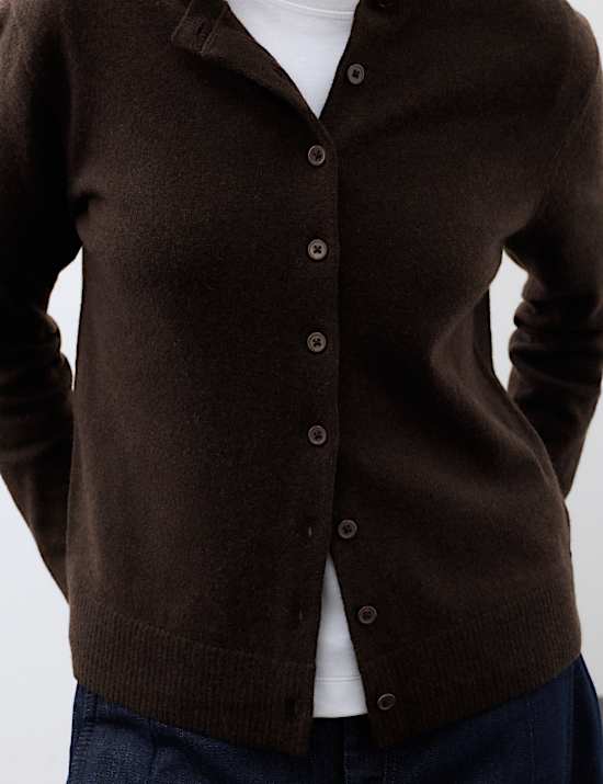 Pure Cashmere Crew Neck Button Front Cardigan