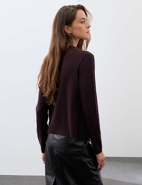 Pure Cashmere Crew Neck Button Front Cardigan