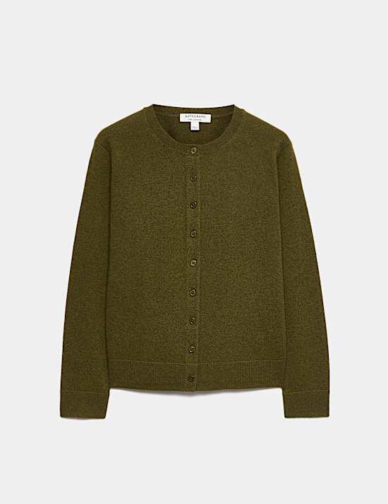 Pure Cashmere Crew Neck Button Front Cardigan