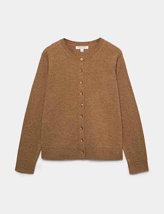 Pure Cashmere Crew Neck Button Front Cardigan