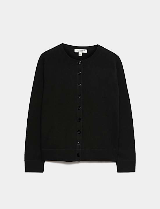 Pure Cashmere Crew Neck Button Front Cardigan