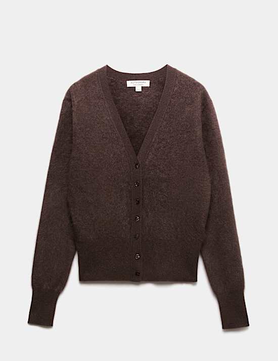 Brushed Pure Cashmere V Neck Slim Cardigan