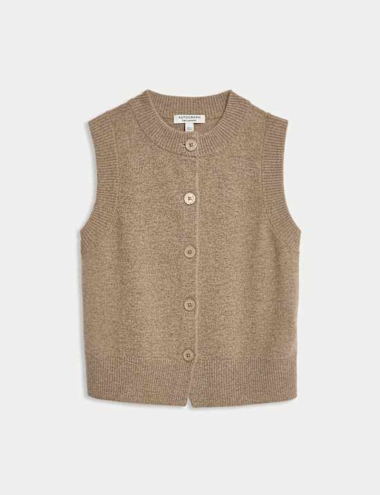 Pure Cashmere Button Through Knitted Vest