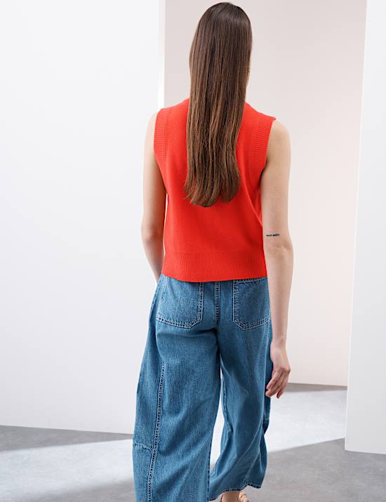 Pure Cashmere Button Through Knitted Vest