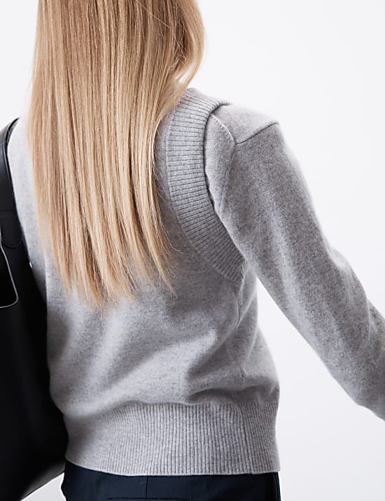 D&eacute;bardeur en maille 100 % cachemire &agrave; fermeture boutonn&eacute;e