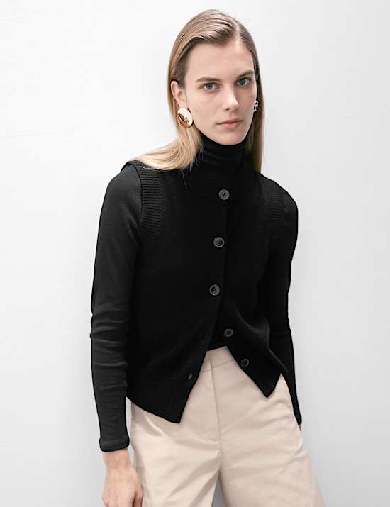 Pure Cashmere Button Through Knitted Vest