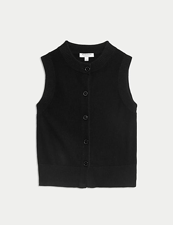 Pure Cashmere Button Through Knitted Vest