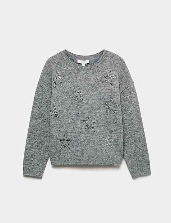 Star Embellished Crew Neck Jumper