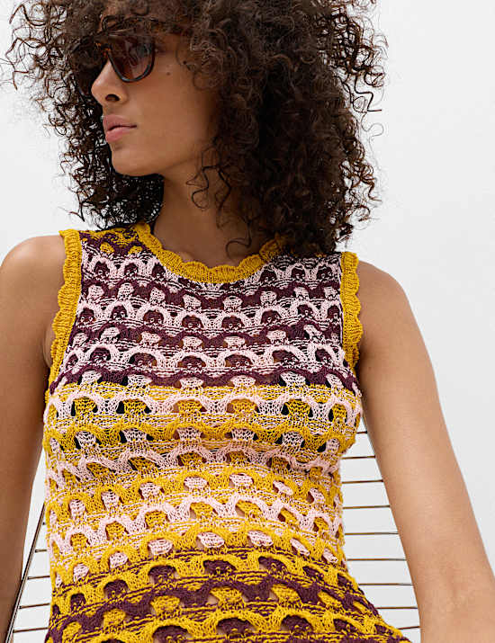 Cotton Rich Textured Knitted Mini Dress