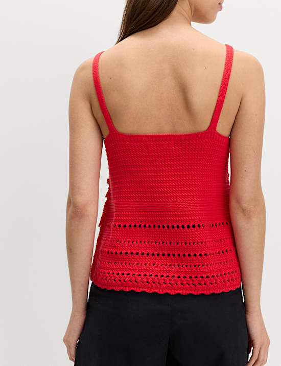 Cotton Rich Textured V-Neck Knitted Vest