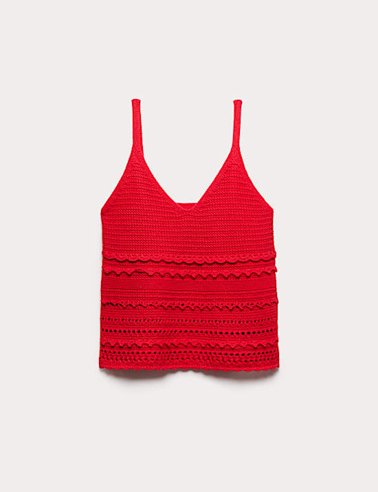 Cotton Rich Textured V-Neck Knitted Vest