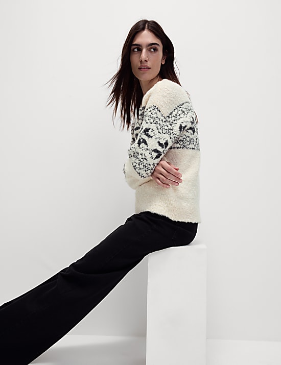 Suéter informal Fair Isle con cuello redondo