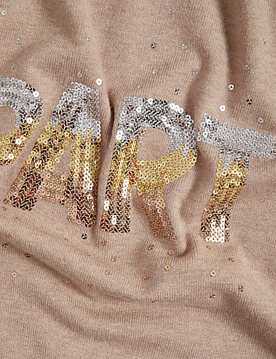 Soft Touch Sequin 'Party' Christmas Jumper