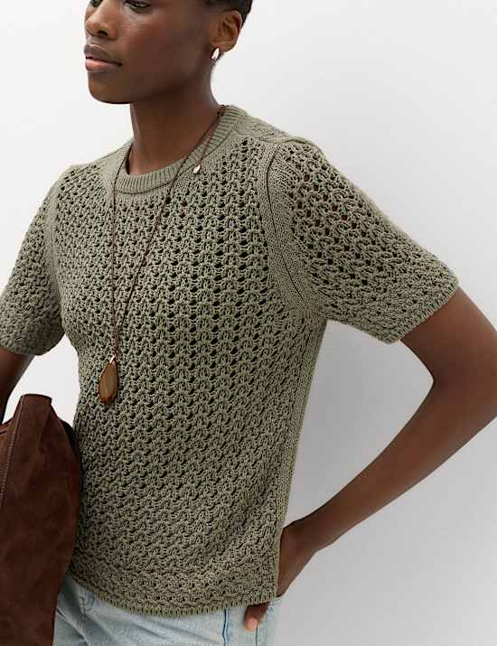 Cotton Blend Textured Knitted Top
