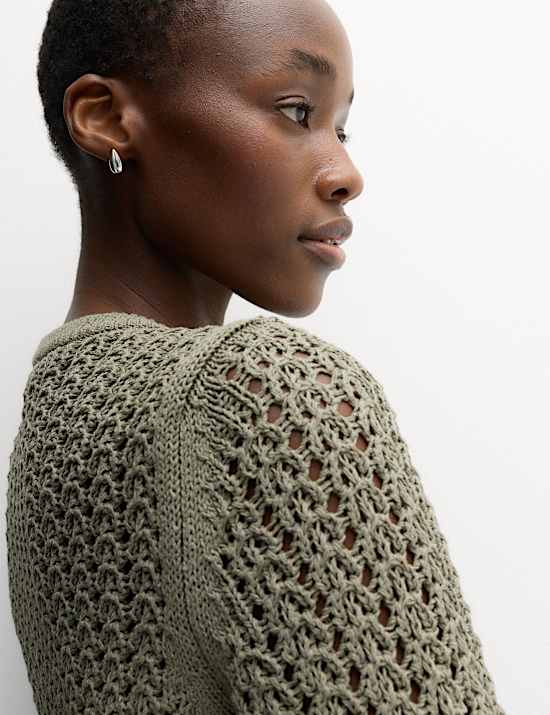 Cotton Blend Textured Knitted Top