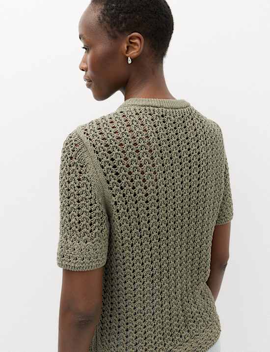 Cotton Blend Textured Knitted Top