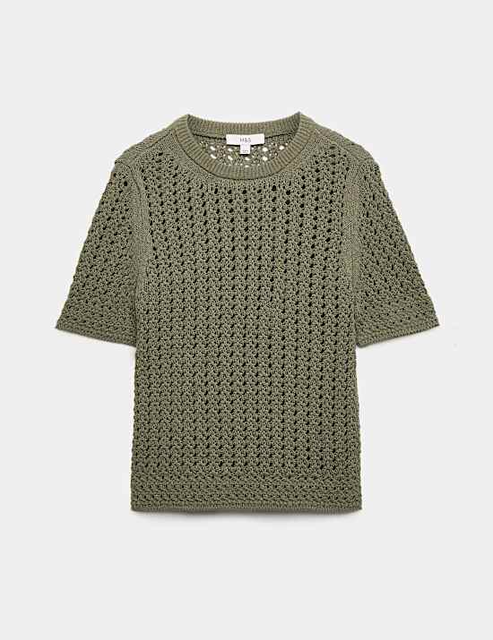 Cotton Blend Textured Knitted Top