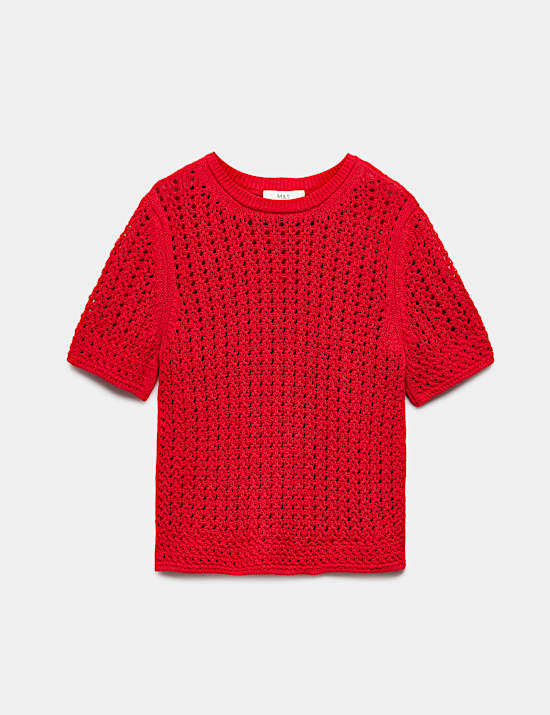 Cotton Blend Textured Knitted Top