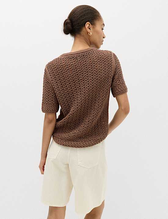 Cotton Blend Textured Knitted Top