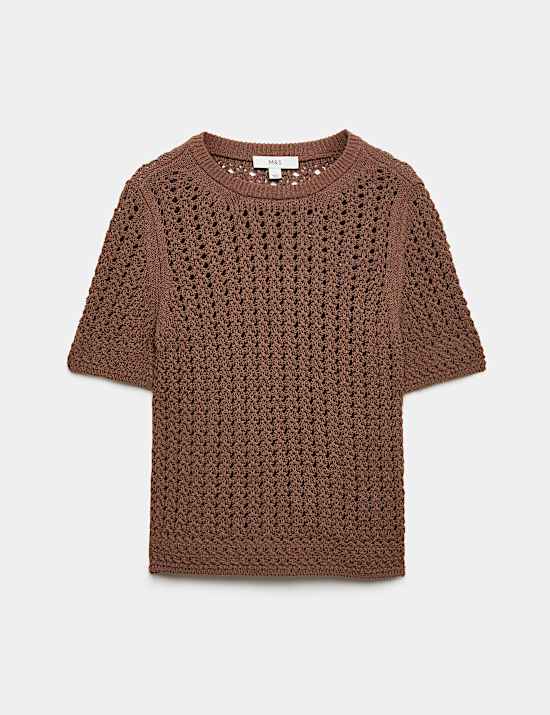 Cotton Blend Textured Knitted Top