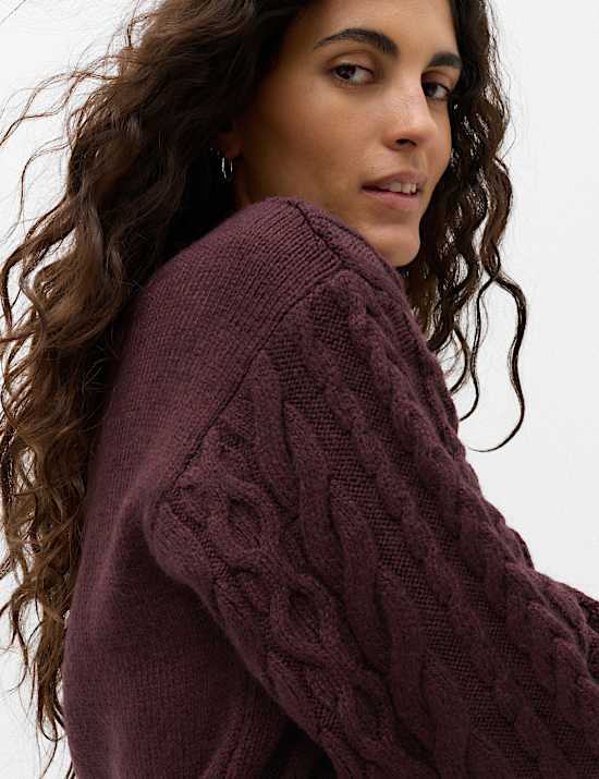 Cable Knit Crew Neck Slim Fit Jumper