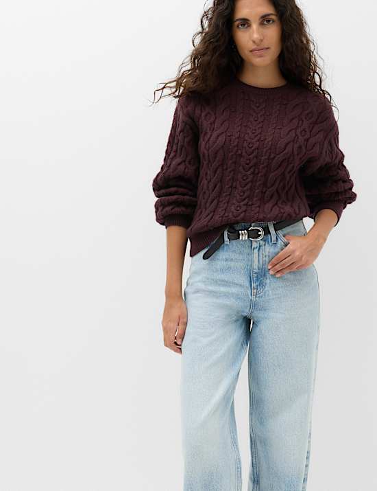 Cable Knit Crew Neck Slim Fit Jumper