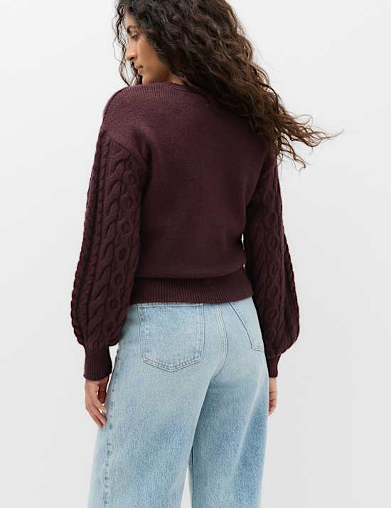 Cable Knit Crew Neck Slim Fit Jumper