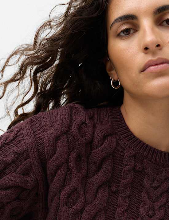 Cable Knit Crew Neck Slim Fit Jumper