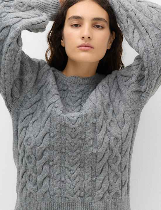 Cable Knit Crew Neck Slim Fit Jumper
