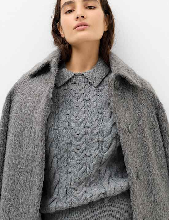 Cable Knit Crew Neck Slim Fit Jumper