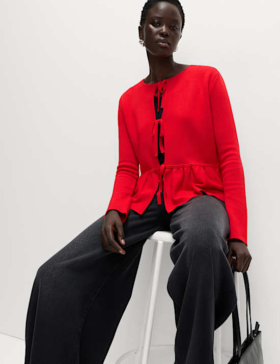 Ribbed Crew Neck Cardigan