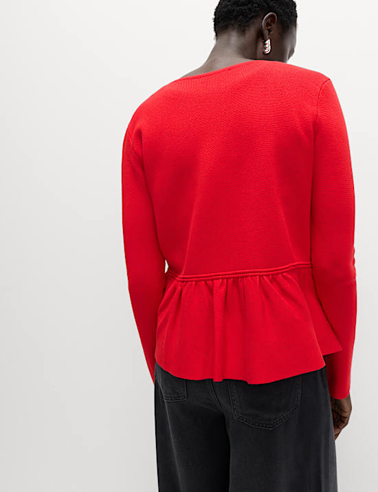 Ribbed Crew Neck Cardigan