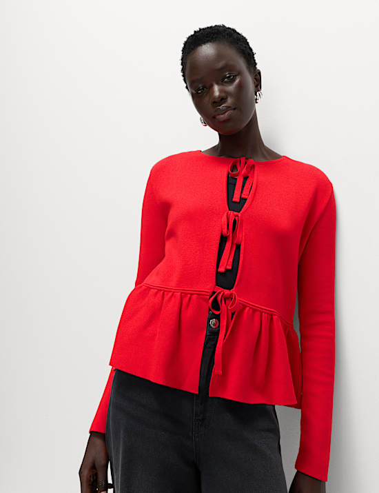 Ribbed Crew Neck Cardigan